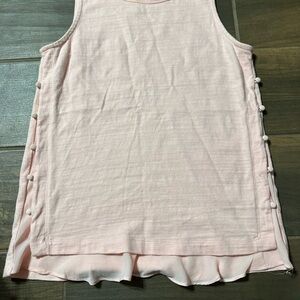 LOFT Light Pink Tank Top with Button Detail